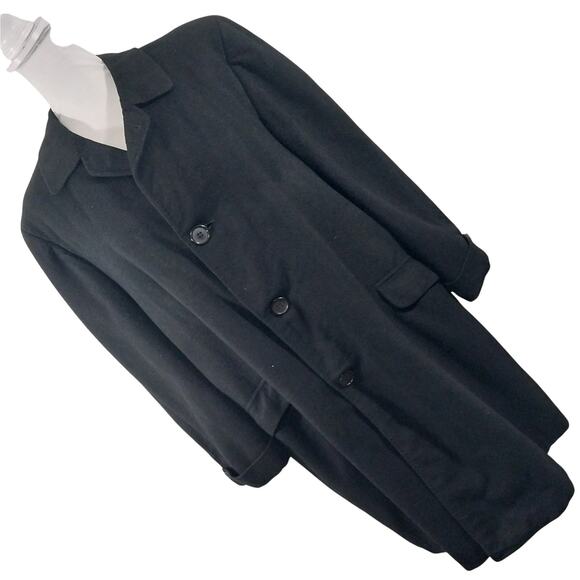 VINTAGE GIMBELS! 100% CASHMERE! BLACK CLASSIC WOMENS OVERCOAT, JACKET! SZ 14 - Picture 1 of 13